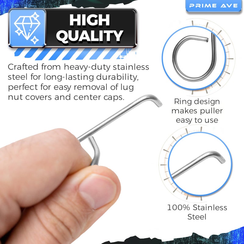 Prime Ave Wheel Lug Nut Cap Cover & Center Cap Removal Tool Set- Plastic & Stainless Steel Lug Nut Pullers Compatible/Replacement for Audi BMW Mercedes Mini Tesla VW - Easy to Use - Toolbox Essentials - Image 2